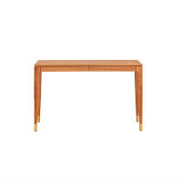 Everly Quinn Berend 47.24" Dark Walnut Rectangular Solid Wood Desk,2-drawer