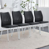 Ivy Bronx Modern Dining Chairs Set of 4,PU Leather Dining Chair with Comfortable Backrest,Sturdy Wooden Chairs