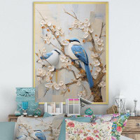 Design Art Minimalism Birds Of Paradise Cherry Blossoms - Animals Canvas Wall Art FDP107148