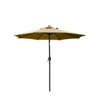 Latitude Run® Outdoor Table Umbrella, Multifunctional Outdoor Sunshade With 8 Sturdy Covers, Foldable Portable, Brown
