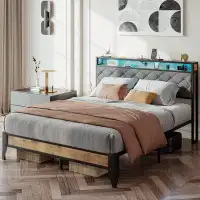 17 Stories Hirshfield Upholstered Platform Bed with Charging Station and RGB Light