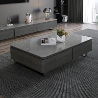 MABOLUS 59.06" Grey Sintered Stone Rectangular Coffee Table