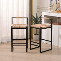 Ebern Designs Counter Height Bar Stool With Footrest Set Of 2