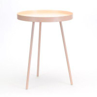 Everly Quinn ROUND METAL PINK SIDE TABLE