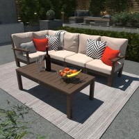 Highwood USA 66.75" Wide Outdoor U-Shaped Patio Sectional with Cushions