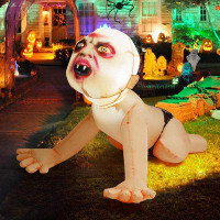The Holiday Aisle® Halloween Inflatable 4 FT Zombie Halloween Decorations Outdoor Zombie Baby Inflatable