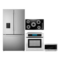 Cosmo 4 Piece Kitchen Package 36" Electric Cooktop 24" Single Electric Wall Oven 24.4" Built-in Microwave & French Door