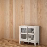 WOOD PEEK LLC Solid Wood Bookcase With Glass Door Dustproof Bookcase Sliding Door Living Room Display Cabinet Combinatio
