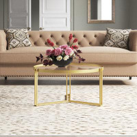 Willa Arlo™ Interiors Modern Glam Gold Metal And Glass Coffee Table