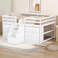 Harriet Bee Jadaija Platform Bed, Loft bed with Cabinets and Drawers, Staircase