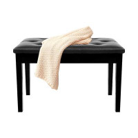 Winston Porter Upholstered Piano Bench with Book Storage Compartment, Black