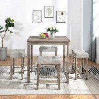 Gracie Oaks -piece Industrial Dining Set: Bar Table & Chairs For Living, Dining, Game Room - Sku W1781110638