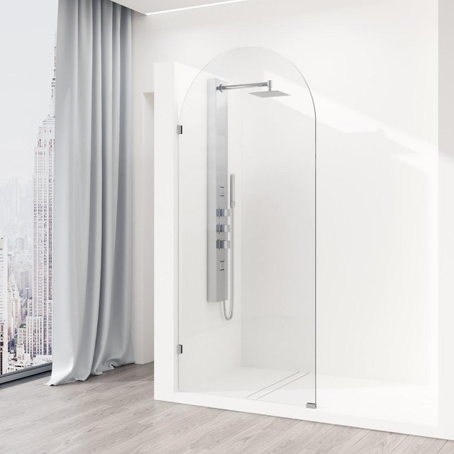 VIGO Arden 34 x 78 Fixed 10mm Frameless Shower Screen in Matte Brushed Gold, Chrome or Stainless Steel (Clear/Fluted)VGI in Plumbing, Sinks, Toilets & Showers