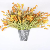 Primrue Artificial Flowers Potted Plants Faux Floral In Rustic Metal Pot For Home Kitchen Table Desk Centerpiece Wedding