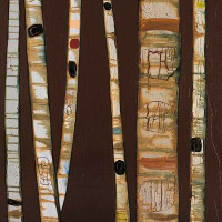 GreenBox Art 'Birch Trunks on Chocolate' - Wrapped Canvas Print