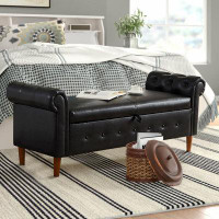 Canora Grey 63" Faux Leather Upholstered Flip Top Storage Bench