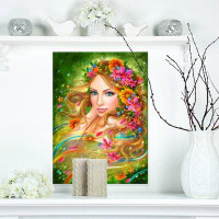 Made in Canada - Design Art 'Fairy Woman with Colourful Flowers' Graphic Art on Wrapped Canvas