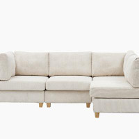 Latitude Run® Modern Beige Convertible L Shape Sofa Living Room Sofa