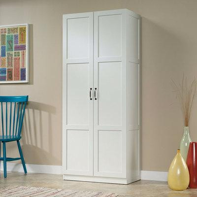 Ebern Designs White Wardrobe Storage Cabinet With 4 Shelves And Panel Doors in Dressers & Wardrobes in Québec