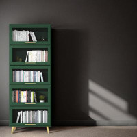 Everly Quinn Simple Modern Bookcase With Glass Door Storage Cabinet Floor Narrow Locker