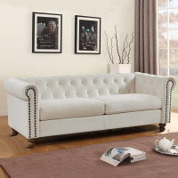 Rosdorf Park Elegant Stylish Chesterfield Style High-Tech Fabric Upholstered 3-Seater Sofa