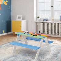 Zoomie Kids Rainbow Kids Picnic Table For Outdoor, Wooden Table & Chair Set, Kids Activity Sensory Table 19" H x 13" W x