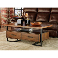 17 Stories Contemporary Design Unique Frame 1Pc Coffee Table With Drawers Walnut