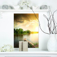 Made in Canada - Design Art Lake Under Evening Sun - Wrapped Canvas Photographic Print on Canvas
