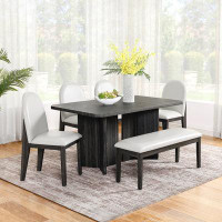 Latitude Run® Modern 6 piece dinner set including dining table, dining chairs, 4 chairs and a bench