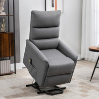 LIFT CHAIR FOR ELDERLY, POWER CHAIR RECLINER WITH REMOTE CONTROL, SIDE POCKETS FOR LIVING ROOM, DARK GREY