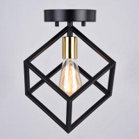 George Oliver Kristene 10.25-In W Matte Black And Gold Satin Brass Contemporary Flush Mount Ceiling Light Fixture