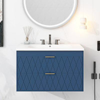 Ebern Designs Wall Mounted Bathroom Vanity with Resin Sink and 2 Drawers