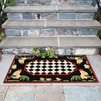 DBK Transitional Rugs Frontporch Rooster Indoor/Outdoor Rug Black 5' X 7'6"