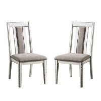 Darby Home Co Set Of 2 Upholstered Side Chairs In Weathered White And Warm Grey Finish