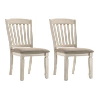 Rosalind Wheeler Side Chair (Set-2), Tan Fabric & Cream Finish