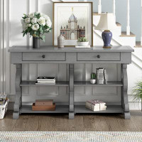 Alcott Hill Retro Console Table/Sideboard With Ample Storage, Open Shelves And Drawers For Entrance, Dinning Room, Livin