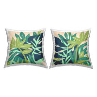 East Urban Home Green Layered Plant Leaves Abstract Shapes Printed Throw Pillow Design By June Erica Vess  (Set Of 2)