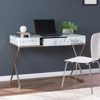 Everly Quinn Faux Marble Writing Desk With Storage