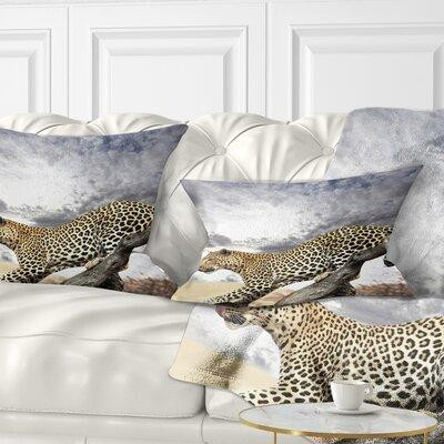 East Urban Home African Wall Leopard on Tree Under Cloudy Sky Lumbar Pillow in Bedding