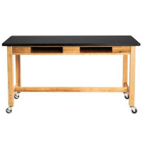 National Public Seating Wood, HPL Top, Book Compartments And Casters Science Lab Table