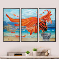 Trinx Wind Blows All - Abstract Framed Canvas Wall Art Set Of 3