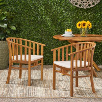 Rosecliff Heights Acacia Patio Dining Armchair with Cushion