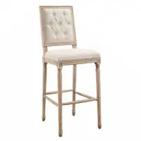 Ophelia & Co. Transitional Wooden Bar Stool With Tufted Square Back, Beige And Brown