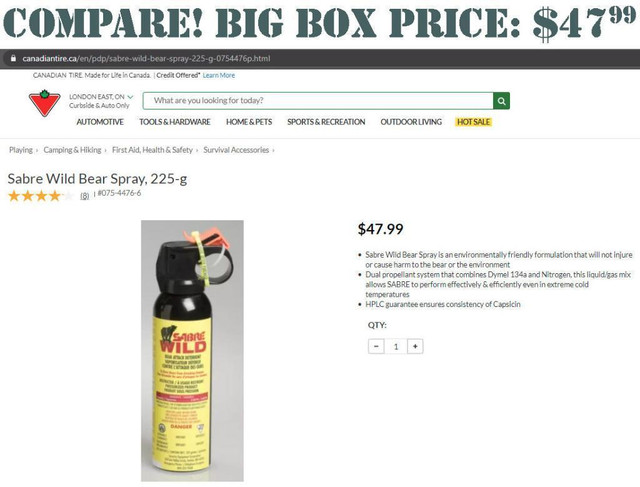 BEAR SPRAY -- SABRE BEAR DEFENCE - REPELS BEARS QUICKLY AND EASILY -- A CAMPING ESSENTIAL in Fishing, Camping & Outdoors - Image 4