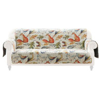 Benjara Sofa Cover Furniture Protector, Owl, Songbird Print, Polyester Multicolor