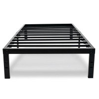 Alwyn Home Twin Size Black Metal Platform Bed Frame With Headboard Attachment Slots