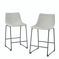 17 Stories Industrial Faux Leather Counter Stools Set of 2