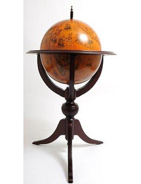 Old Modern Handicrafts Globe Bar 3 Legged Pedestal Stand Red