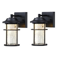 Breakwater Bay Outdoor dusk-to-dawn Wall Lantern Sconce with Crackle Glass Shade,2700K 900Lumens(2 Pack)