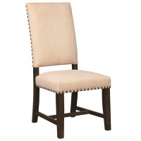 Red Barrel Studio Linen Upholstered Side Chair in Beige